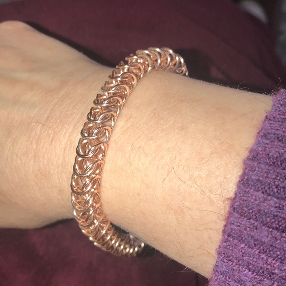 Handcrafted Rose “gold” chainmaille bracelet
